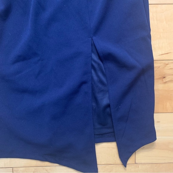 Lulus Happiest Hour Navy Blue Asymmetrical Bodycon Midi Dress Medium NEW TAG - Picture 5 of 7
